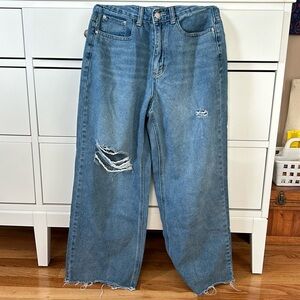 Ripped crosshatch jeans